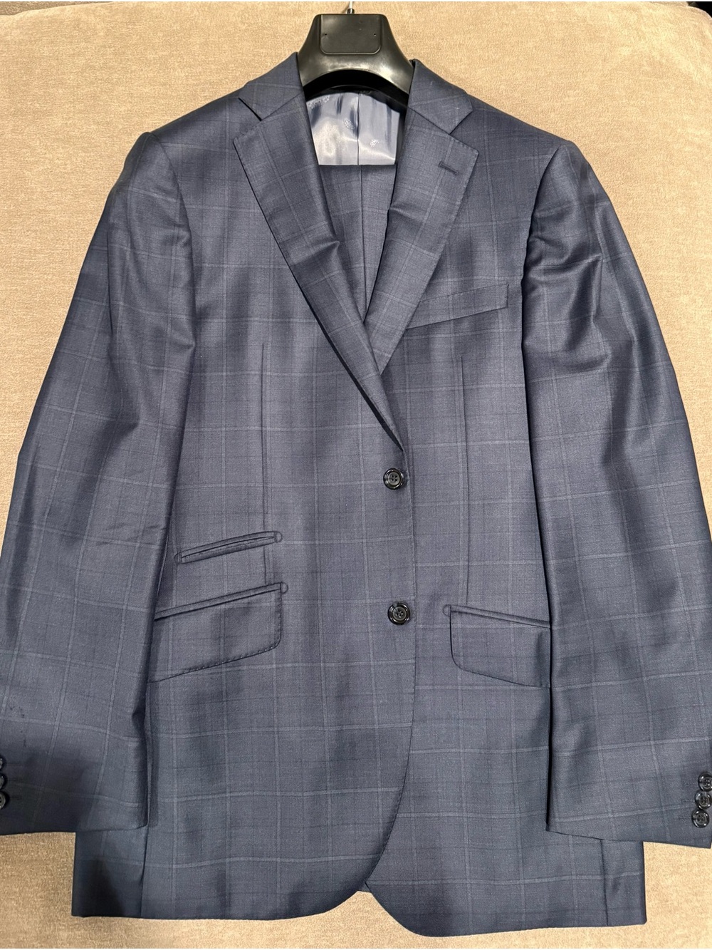 Reda Men's Navy Windowpane Two-Button Suit Blazer 40L